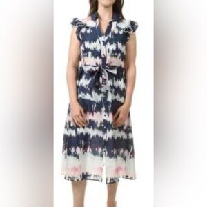 KOKO + MASON Women’s Short Sleeve Paisley Tie Dye Midi Belted Dress Sz L